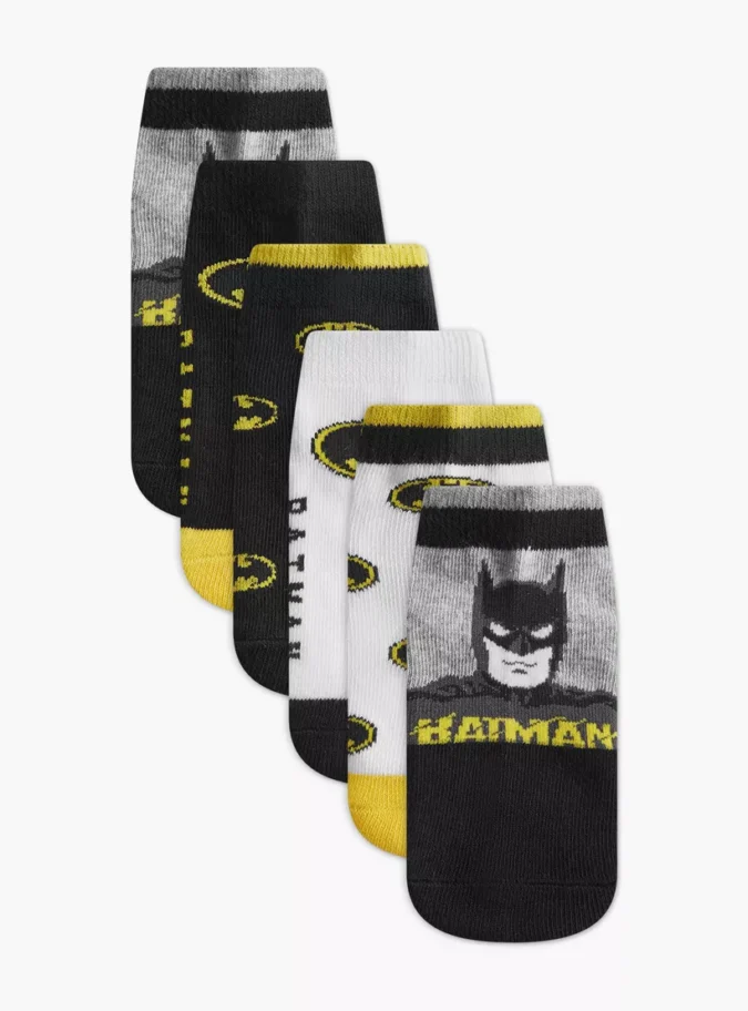 Batman Print Ankle Length Socks - Set of 6-1
