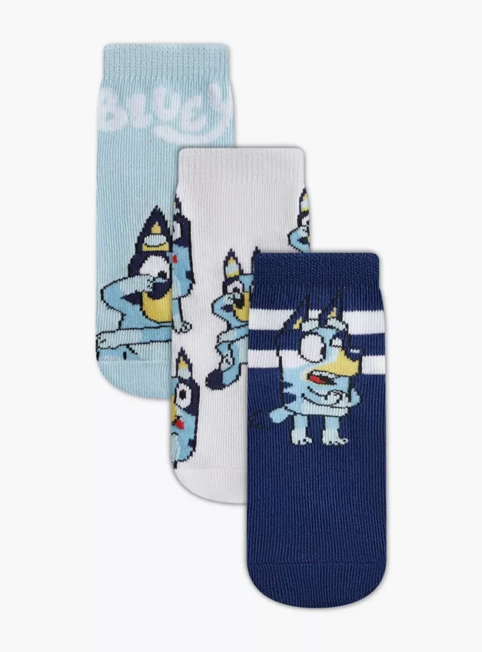 Bluey Print Ankle Length Socks - Set of 3-1