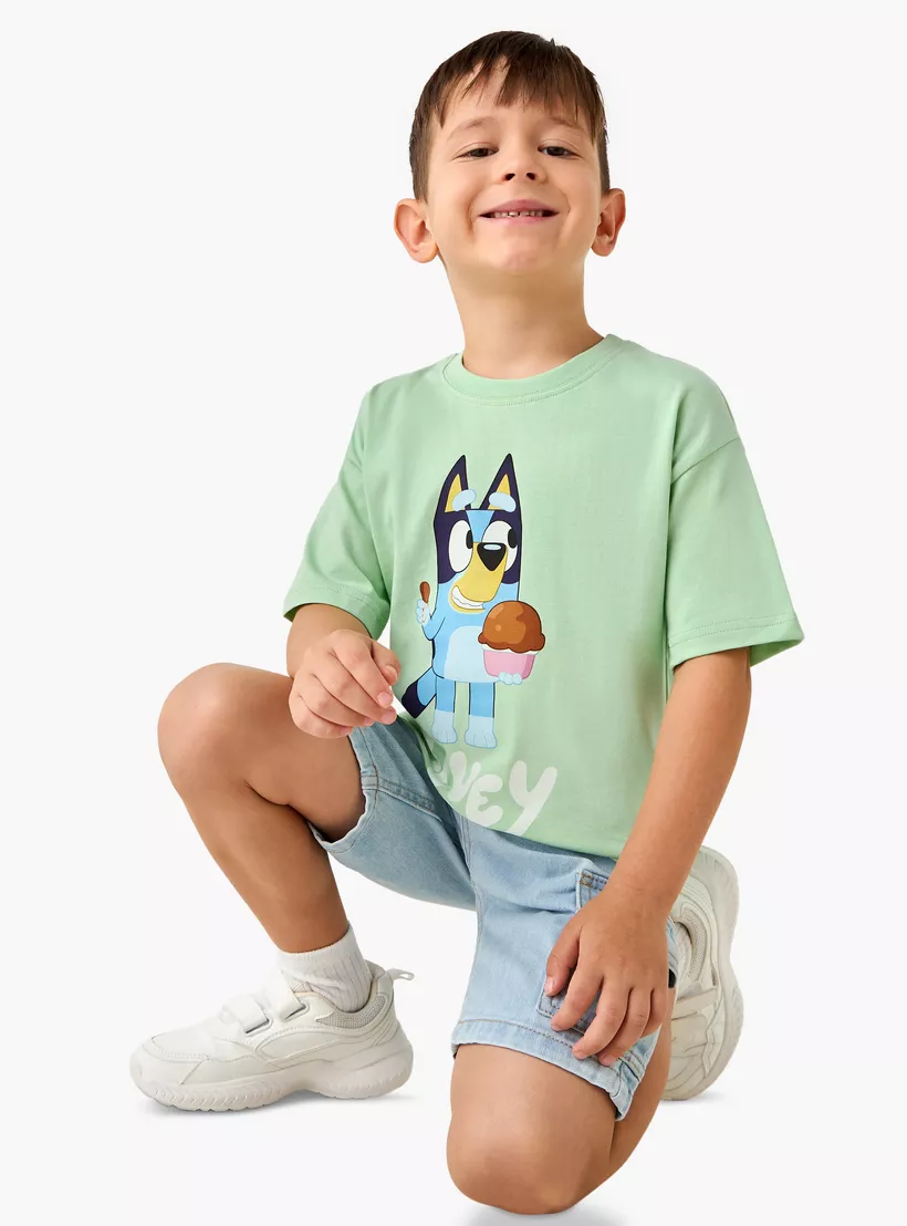 Bluey Printed Crew Neck T-shirt with Short Sleeves-2