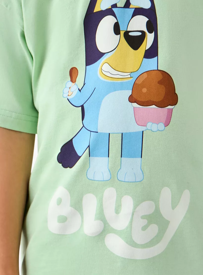 Bluey Printed Crew Neck T-shirt with Short Sleeves-4