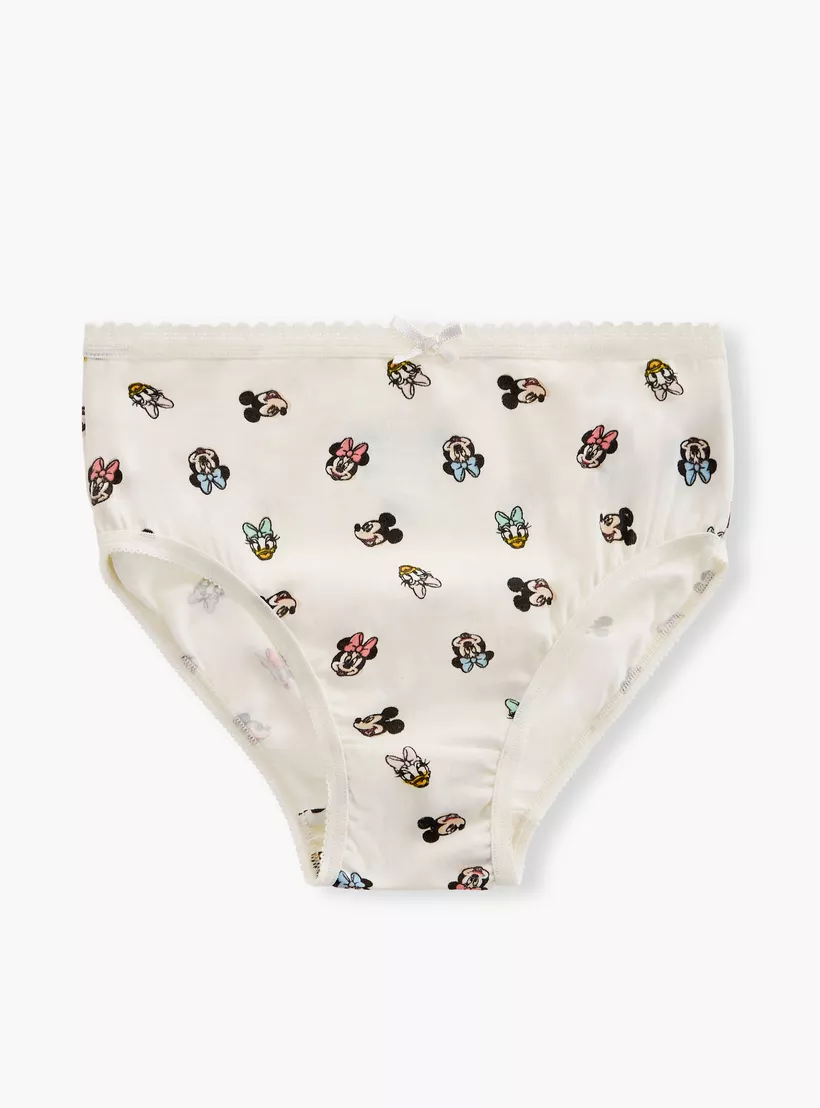 Disney Minnie Mouse Print Briefs with Elasticated Waistband - Set of 3-4