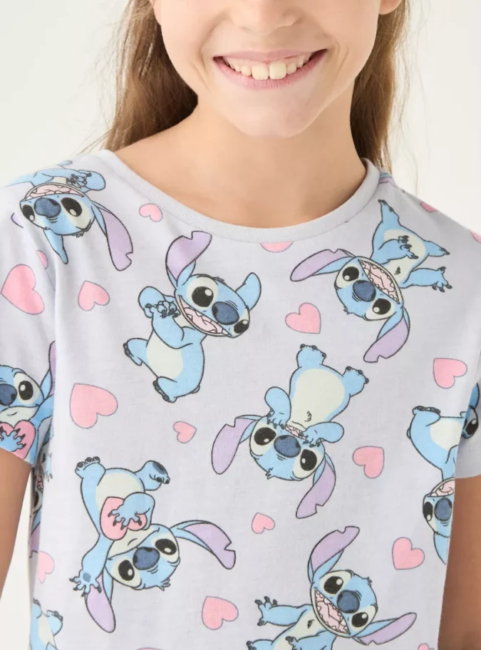 Disney Stich Print Short Sleeves T-shirt and Pyjamas - Set of 2-3