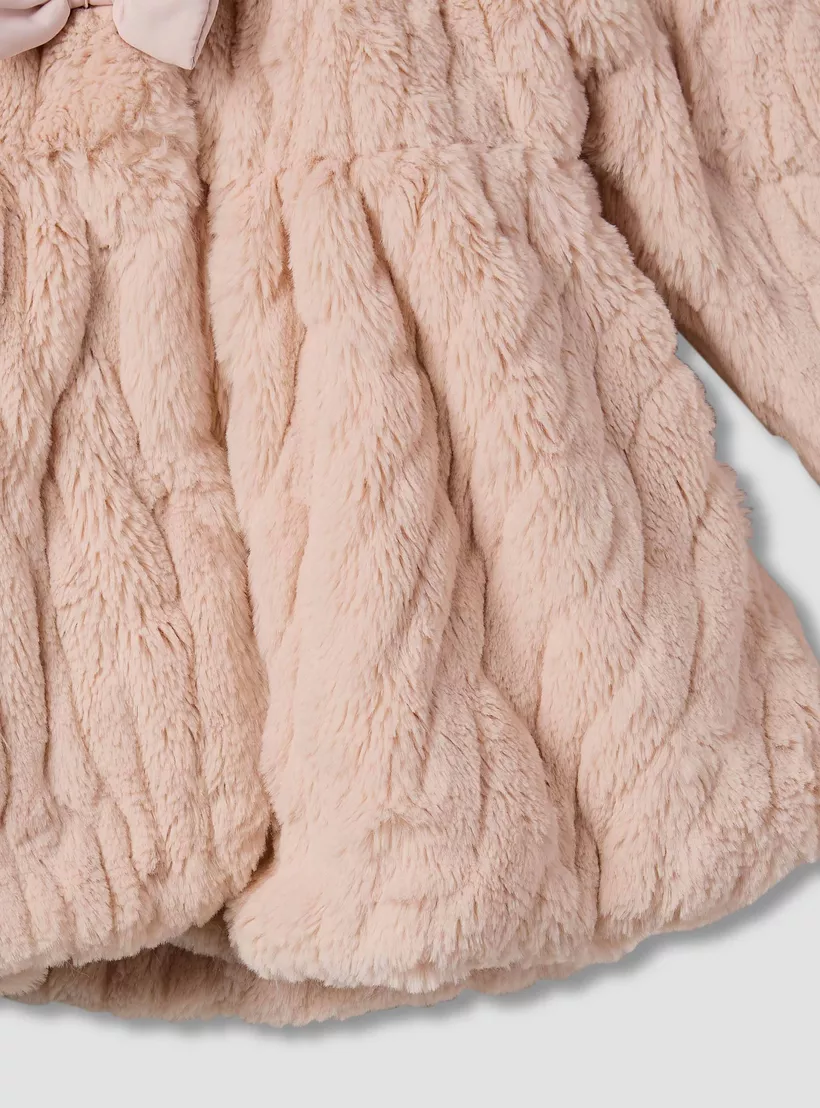 Eligo Bow Accent Collared Jacket with Long Sleeves-4