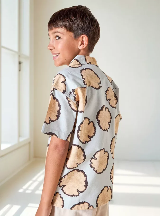 Eligo Printed Shirt with Short Sleeves and Camp Collar-2