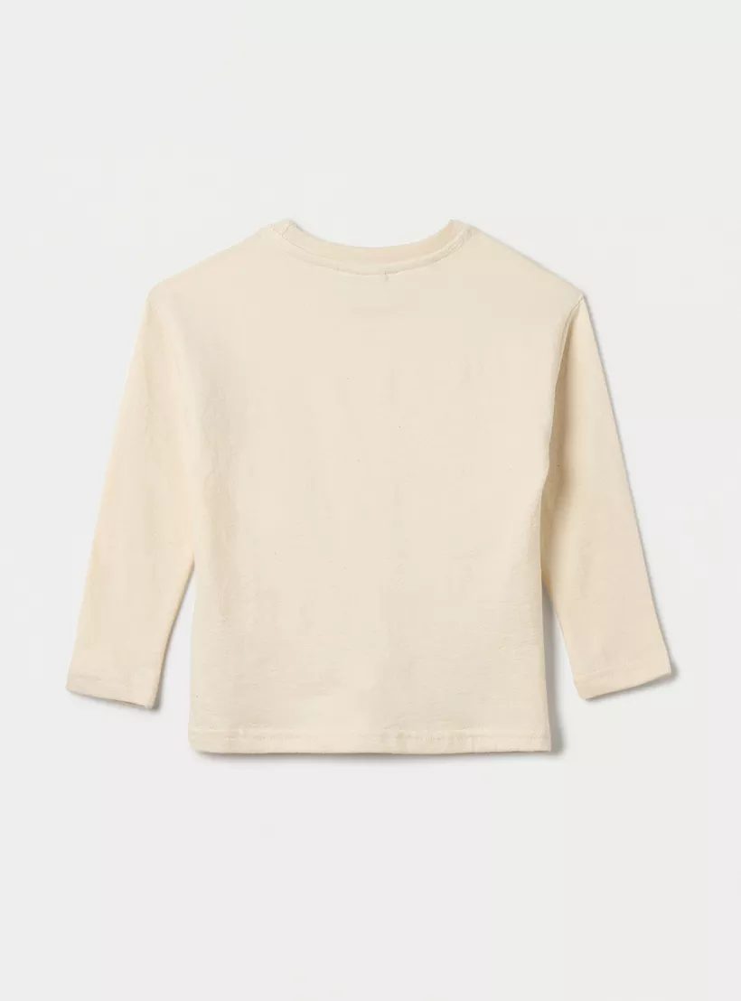 Eligo Textured Crew Neck T-shirt with Long Sleeves-2