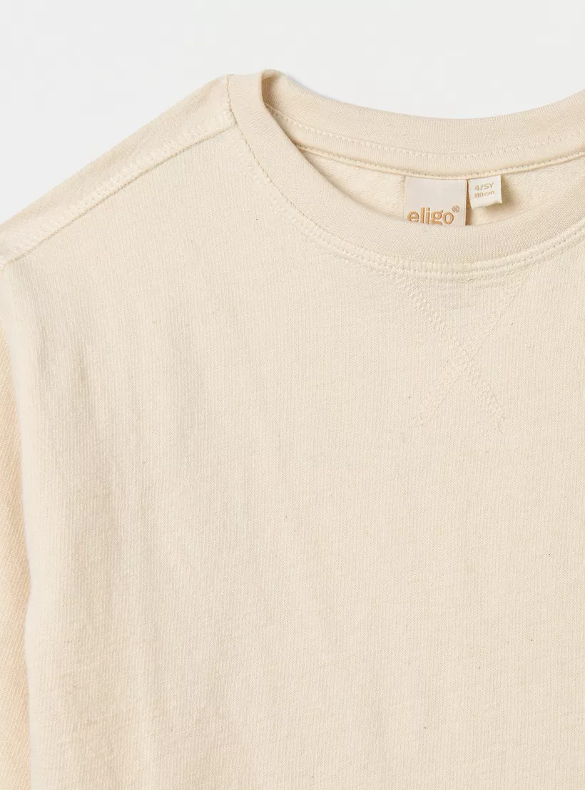 Eligo Textured Crew Neck T-shirt with Long Sleeves-3