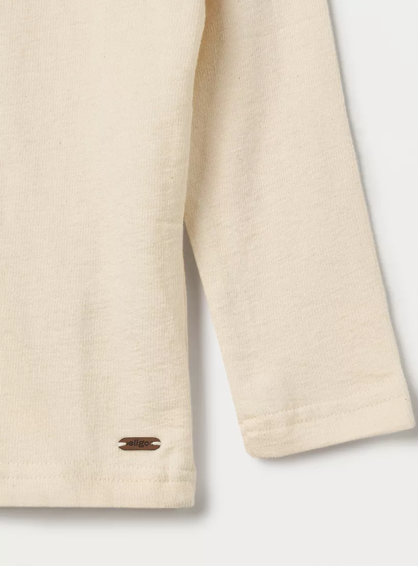 Eligo Textured Crew Neck T-shirt with Long Sleeves-4