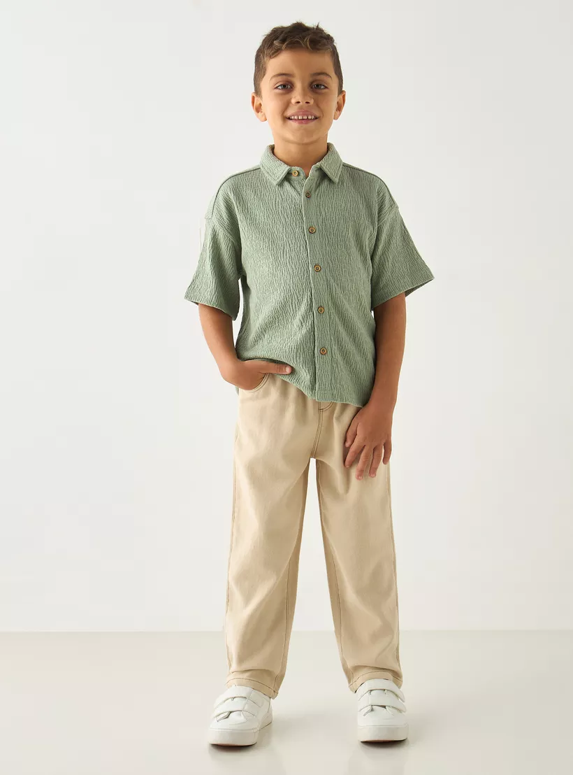 Eligo Textured Shirt with Short Sleeves-2