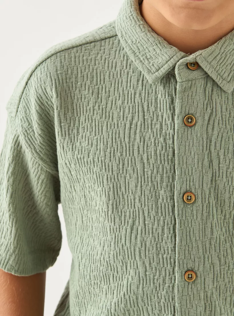 Eligo Textured Shirt with Short Sleeves-4
