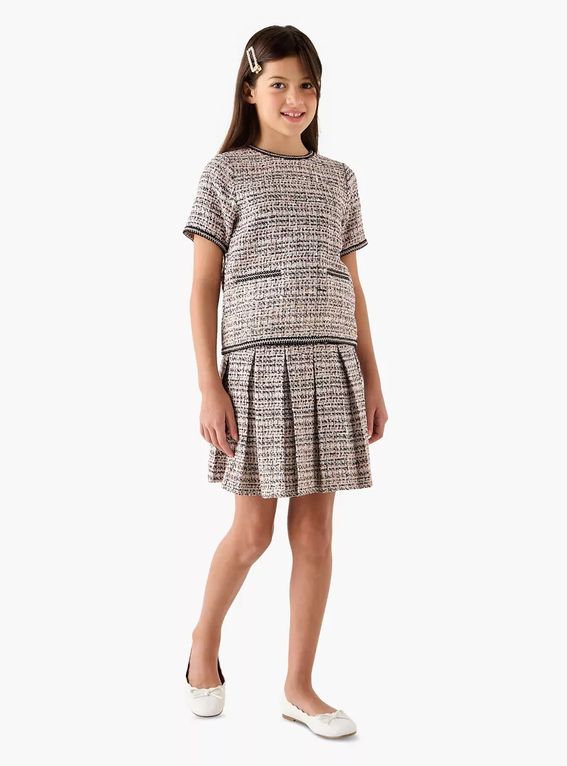 Eligo Tweed Pleated Skirt-2