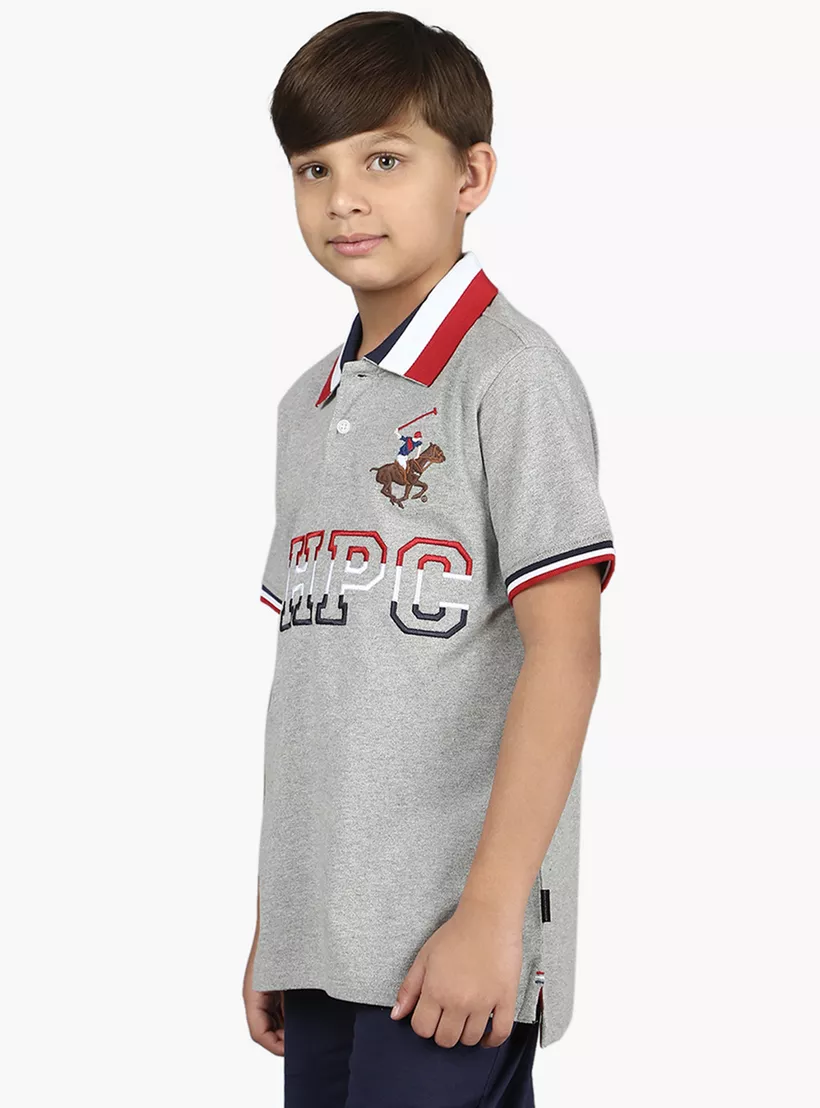 Embroidered Polo T-shirt with Short Sleeves-2