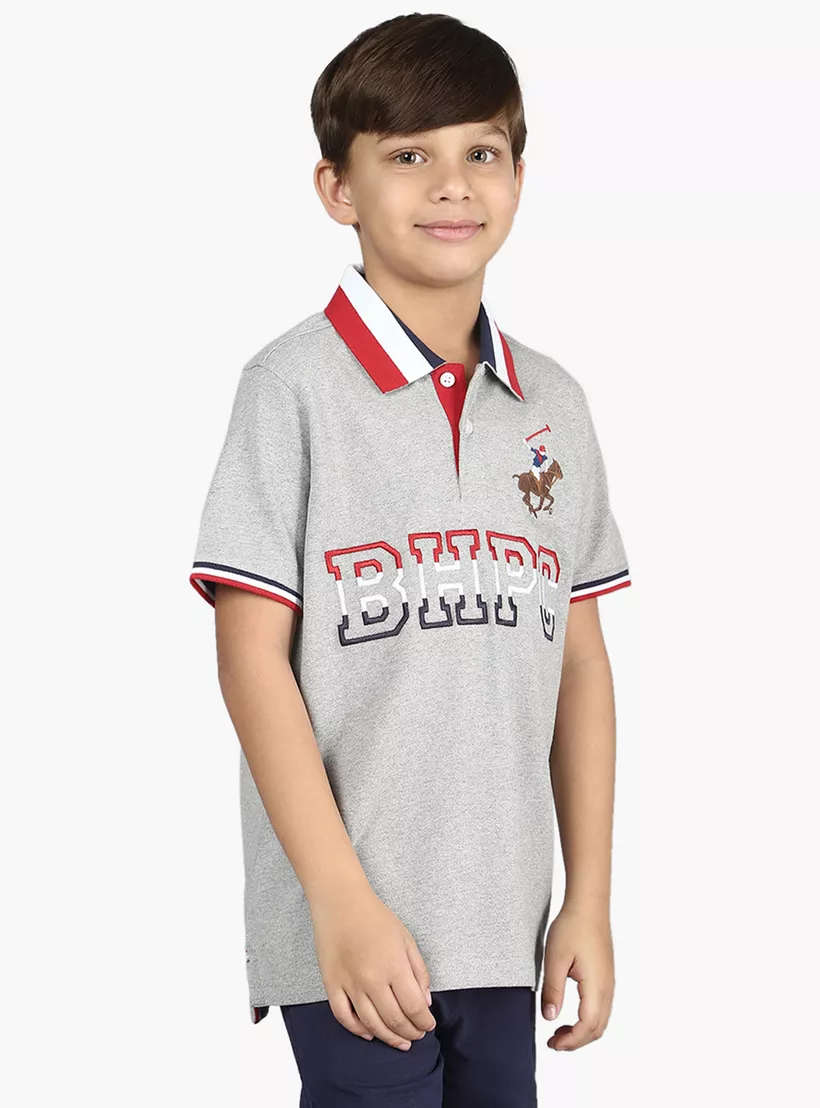 Embroidered Polo T-shirt with Short Sleeves-3