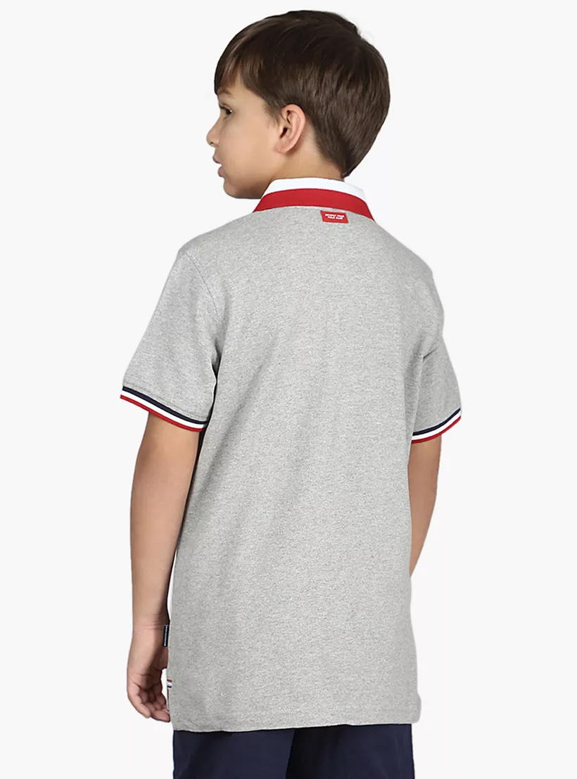 Embroidered Polo T-shirt with Short Sleeves-4