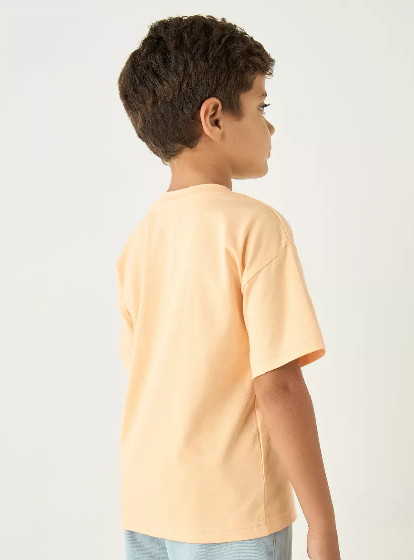 Garfield Print T-shirt with Crew Neck and Short Sleeves-3