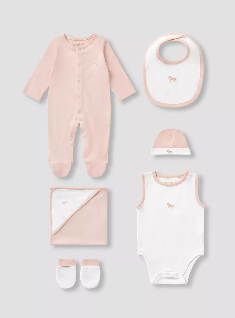 Giggles 6-Piece Rocking Horse Embroidered Clothing Gift Set-3