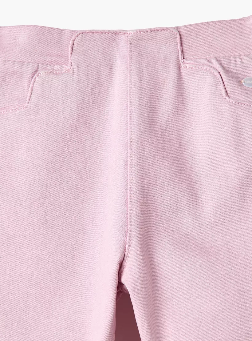Giggles Embroidered Pants with Semi-Elasticated Waistband and Pockets-3
