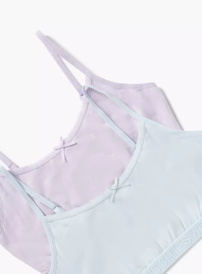 Juniors Assorted Sports Bra with Adjustable Strap and Bow Detail - Set of 2-3