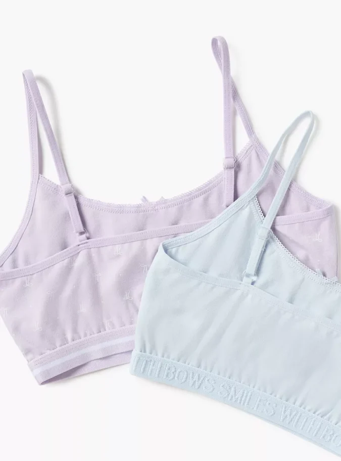 Juniors Assorted Sports Bra with Adjustable Strap and Bow Detail - Set of 2-4