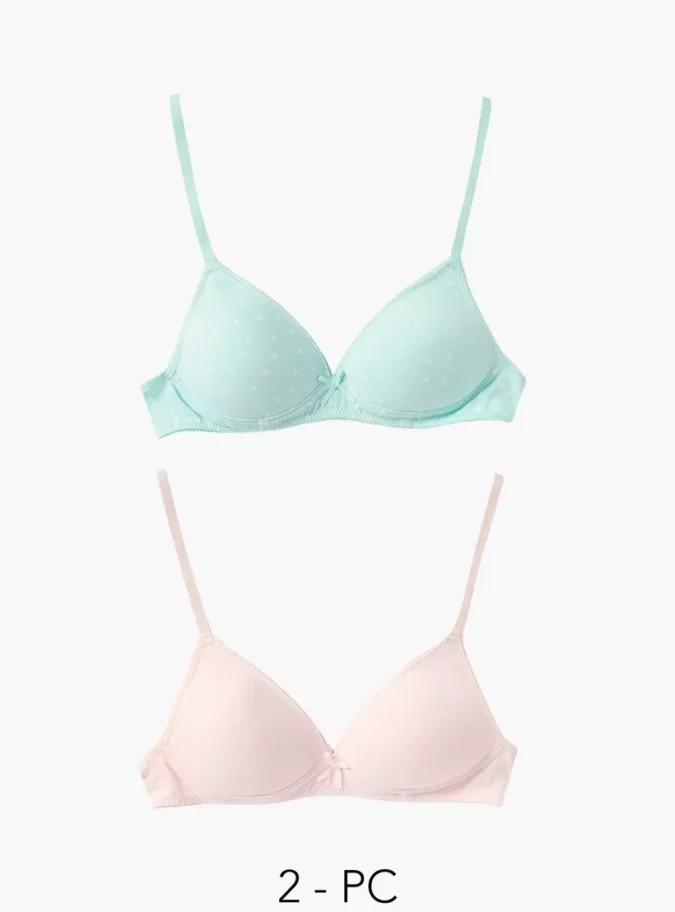 Juniors Assorted Teen Bra with Adjustable Straps and Bow Detail - Set of 2-1