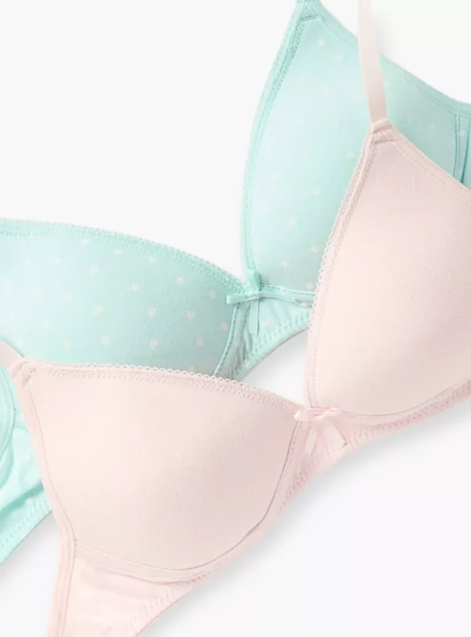 Juniors Assorted Teen Bra with Adjustable Straps and Bow Detail - Set of 2-4