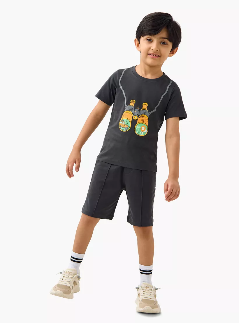 Juniors Binocular Print T-shirt with Short Sleeves-2