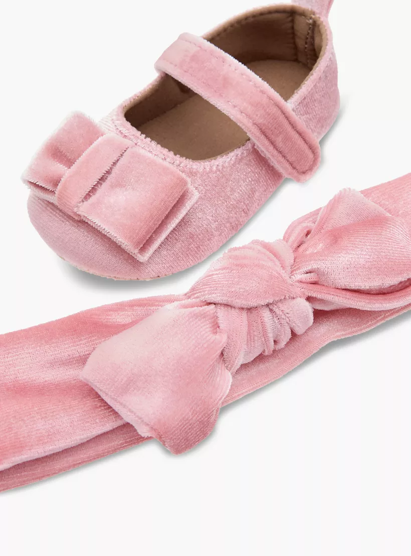 Juniors Bow Detail Booties and Headband Set-4