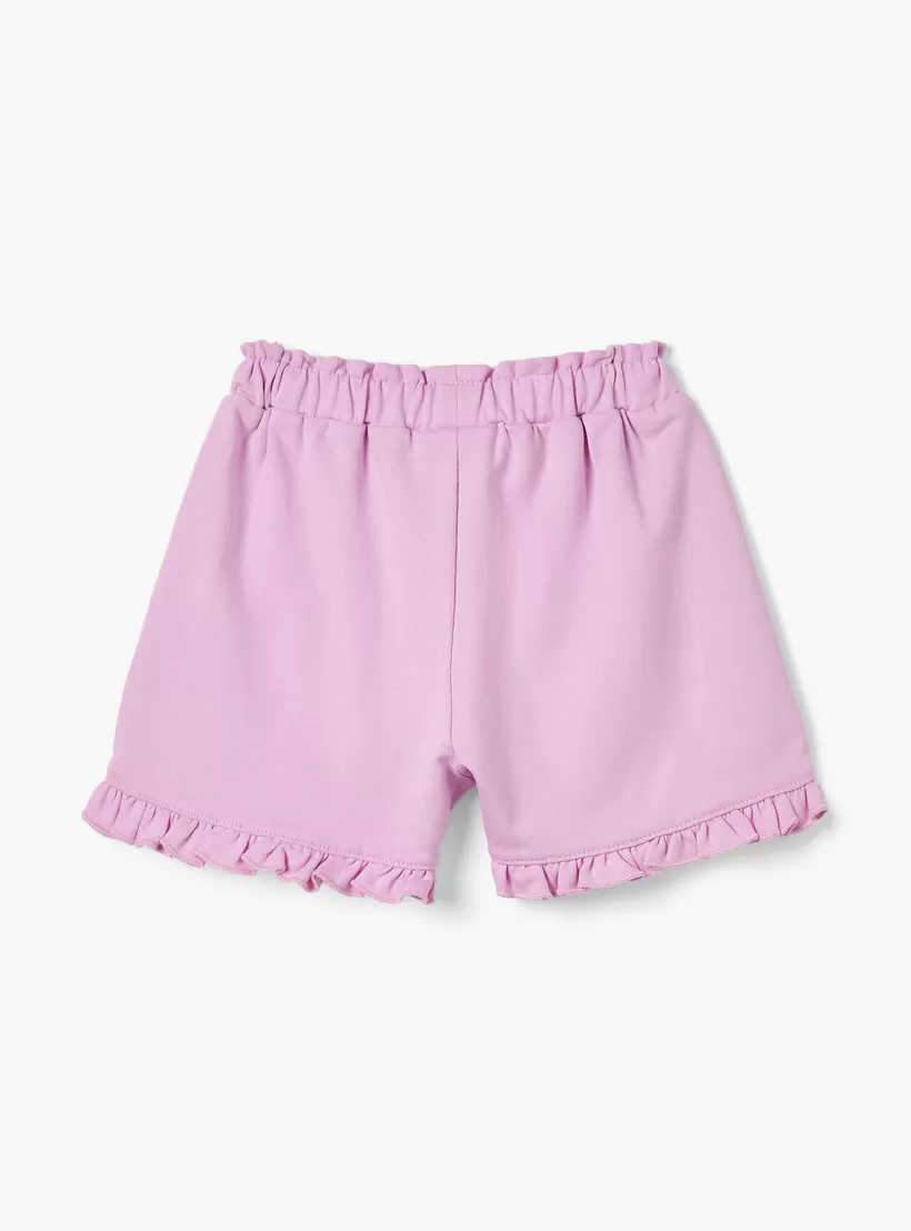 Juniors Butterfly Print Shorts with Ruffle Detail and Elasticated Waistband-2