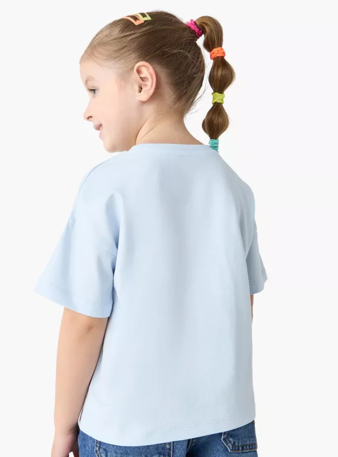 Juniors Butterfly Sequinned T-shirt with Short Sleeves-3