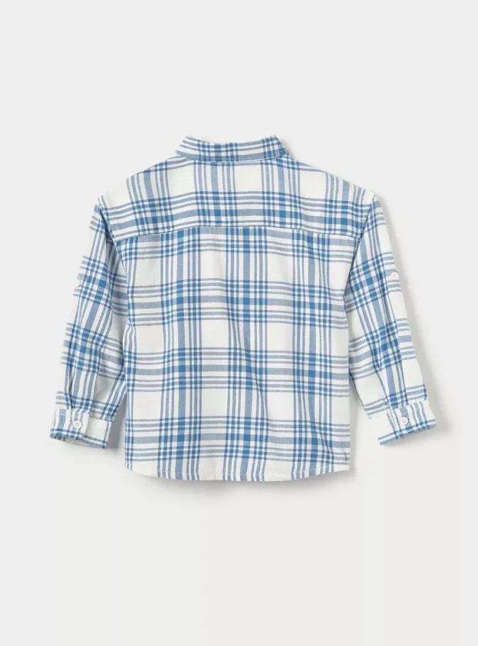 Juniors Checked Shirt with Long Sleeves and Pocket-2