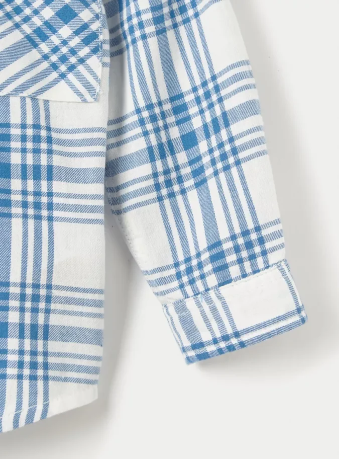 Juniors Checked Shirt with Long Sleeves and Pocket-4