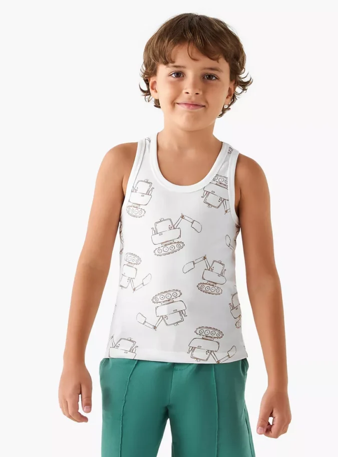 Juniors Construction Vehicle Print Vest - Set of 3-3