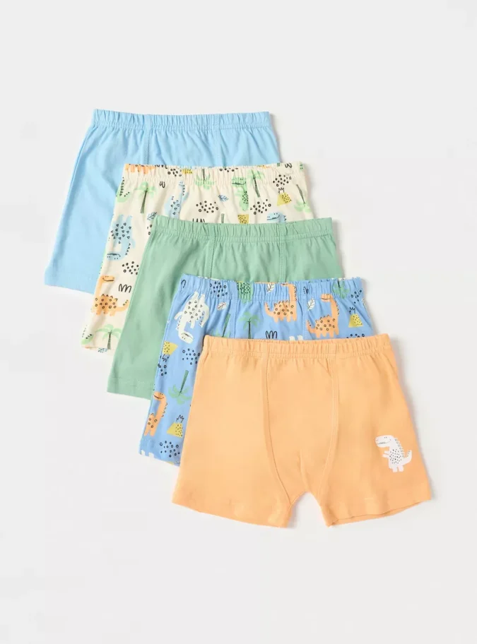 Juniors Dinosaur Print Boxers - Set of 5-1