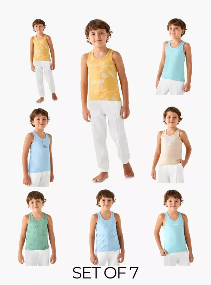 Juniors Dinosaur Print Vest - Set of 7-1
