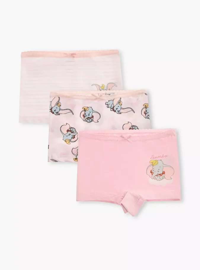 Juniors Dumbo Print Boxer Briefs with Bow Detail - Set of 3-1