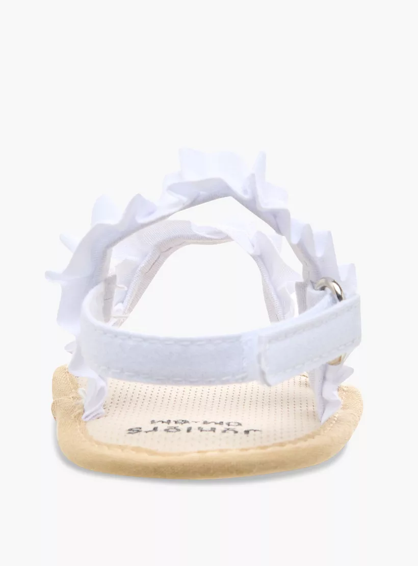 Juniors Frill Detail Booties with Hook and Loop Closure-4