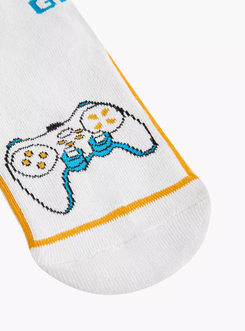 Juniors Gamer Print Ankle Length Socks - Set of 3-3