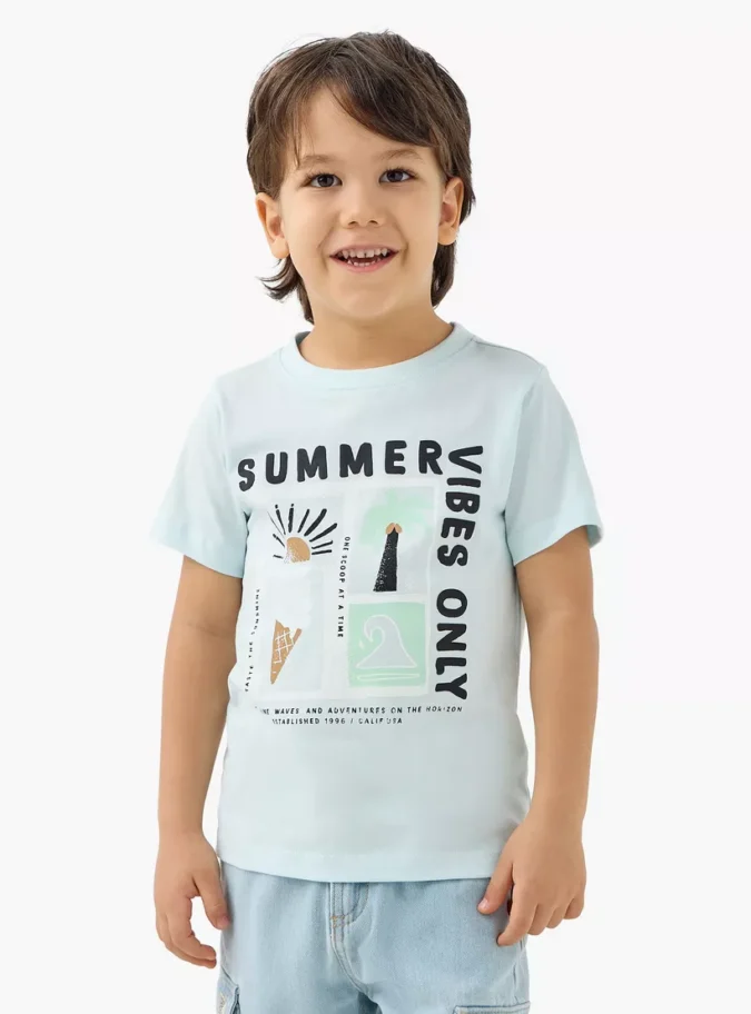 Juniors Graphic Print T-shirt with Short Sleeves-1