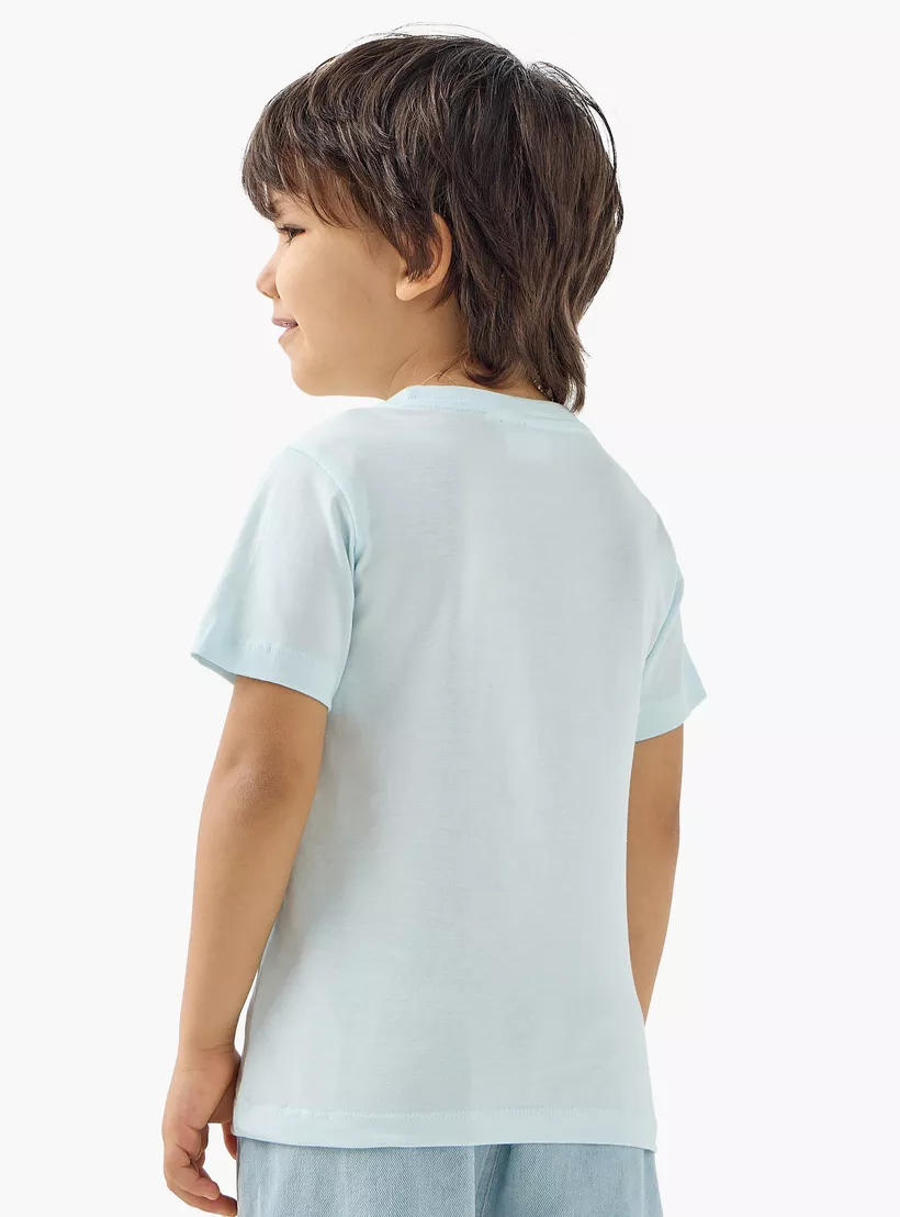 Juniors Graphic Print T-shirt with Short Sleeves-3