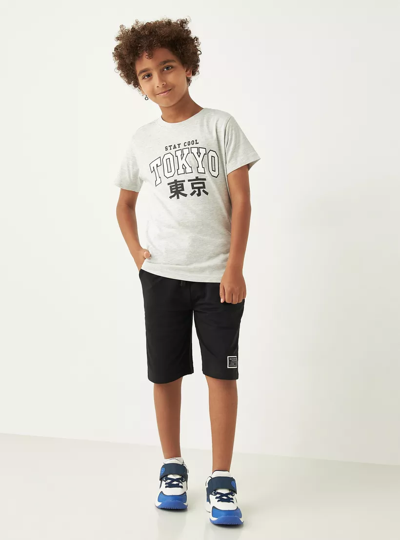 Juniors Graphic Print T-shirt with Short Sleeves and Crew Neck-2