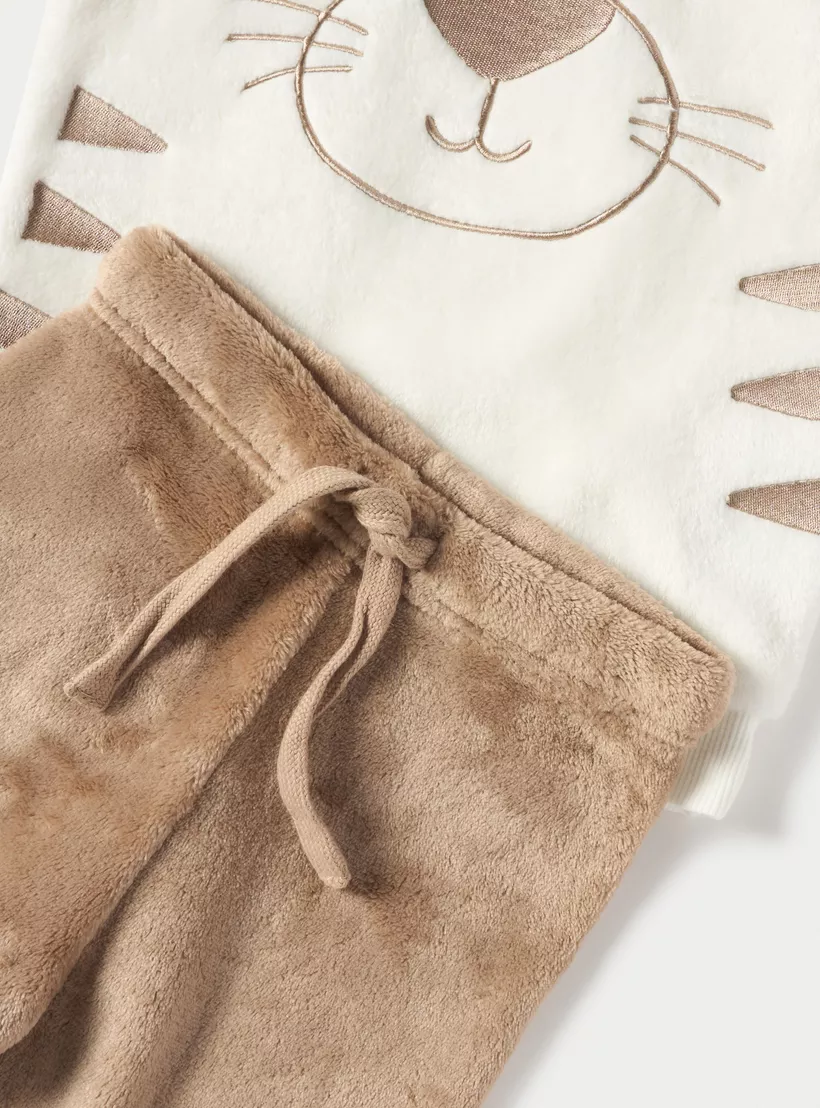 Juniors Lion Applique Sweatshirt and Pyjama Set-4