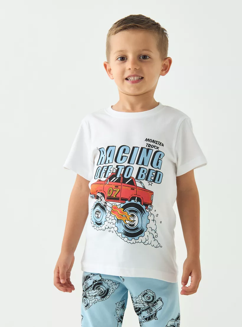 Juniors Monster Truck Print T-shirt and Pyjama Set-2