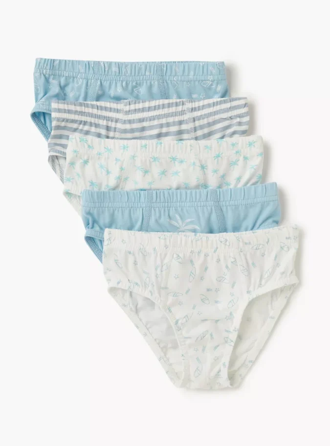 Juniors Nautical Print Briefs with Elasticated Waistband - Set of 5-1