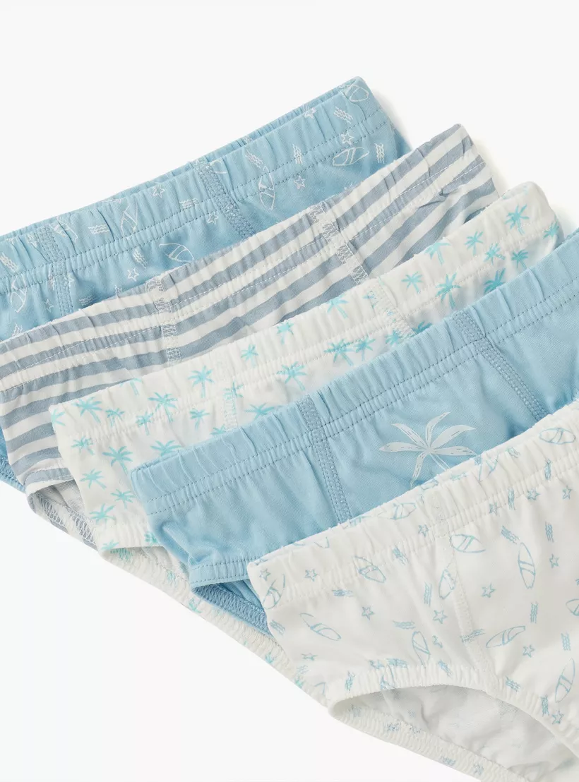 Juniors Nautical Print Briefs with Elasticated Waistband - Set of 5-3