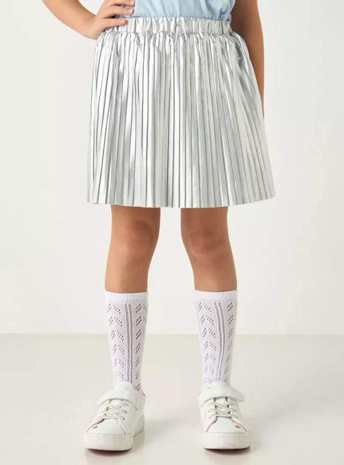 Juniors Pleated A-Line Skirt with Elasticated Waistband-1