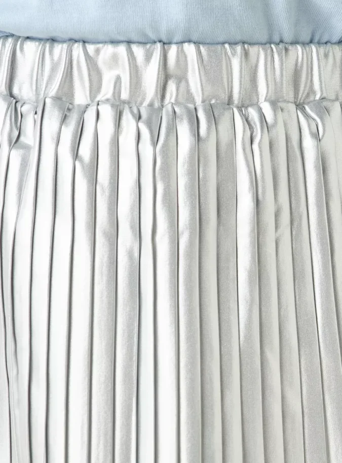 Juniors Pleated A-Line Skirt with Elasticated Waistband-4