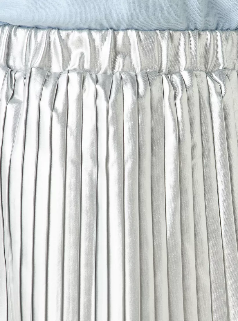 Juniors Pleated A-Line Skirt with Elasticated Waistband-4