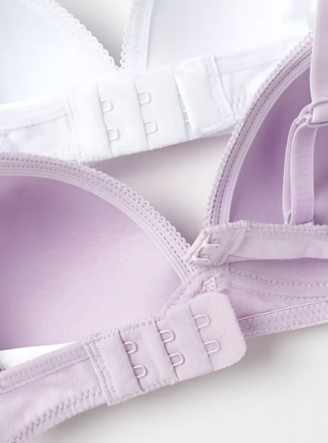 Juniors Printed Bow Applique Bra with Hook and Eye Closure - Set of 2-4