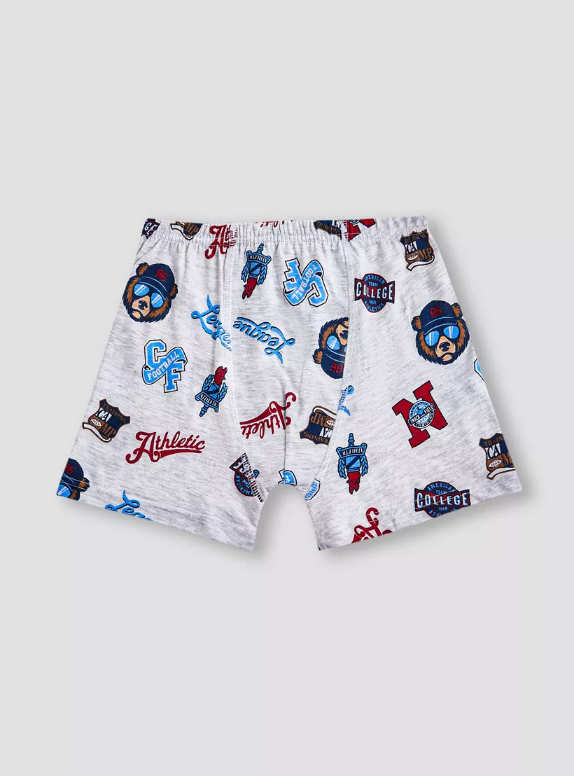 Juniors Printed Boxers with Elasticated Waistband - Set of 5-6