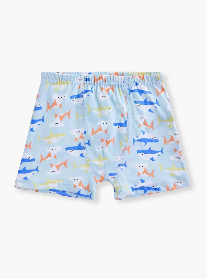 Juniors Printed Boxers with Elasticated Waistband - Set of 5-6
