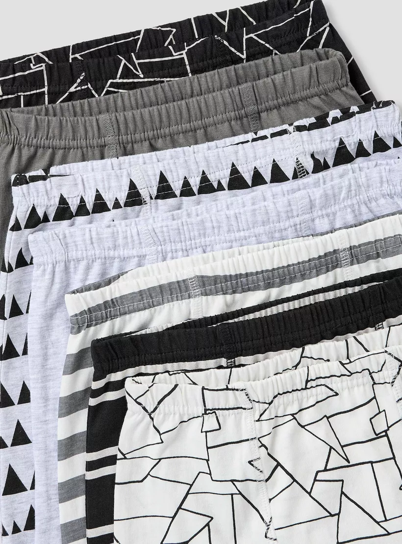 Juniors Printed Boxers with Elasticated Waistband - Set of 7-3